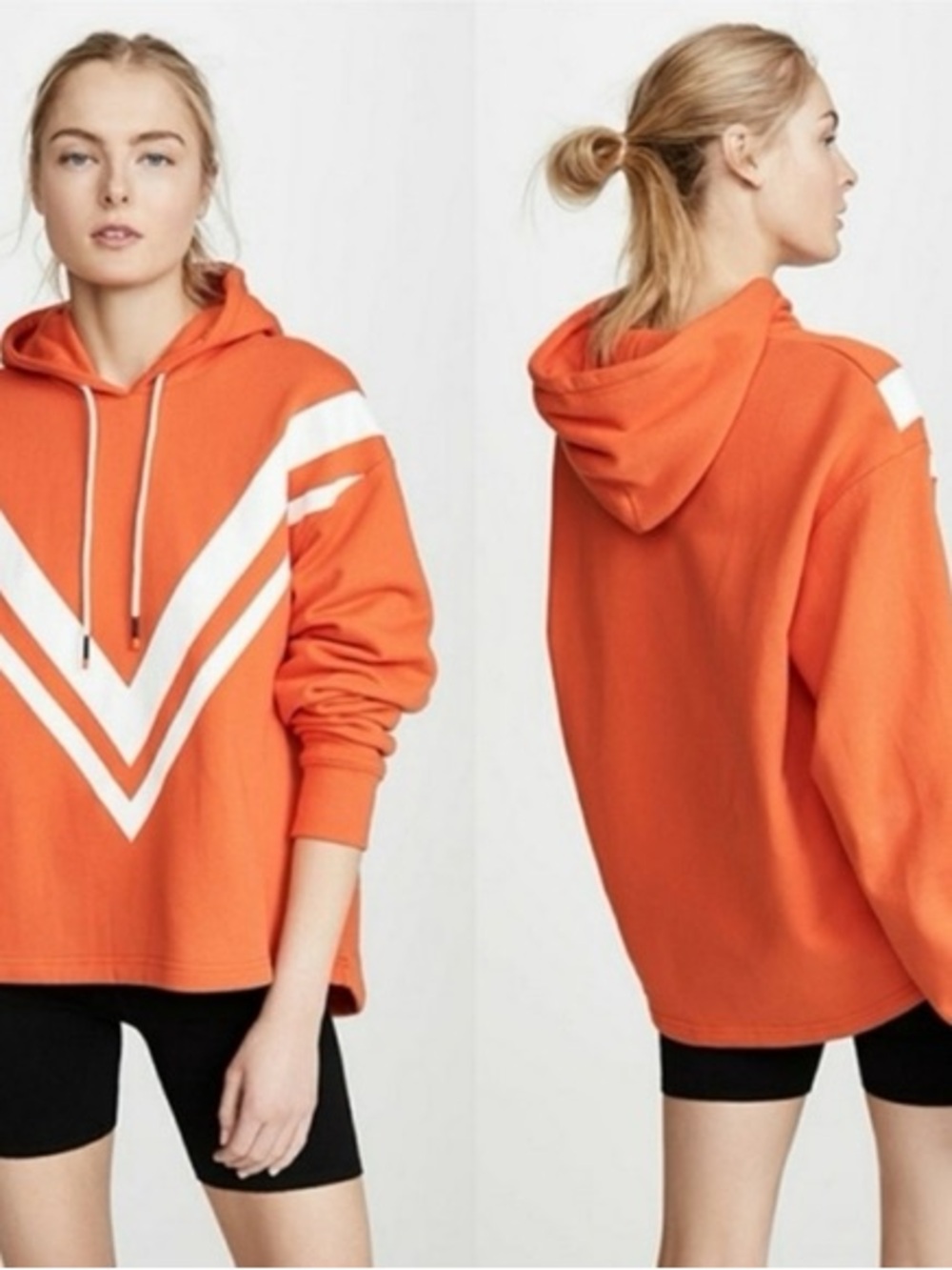 Tory Burch / FRENCH TERRY CHEVRON HOODIE Orange